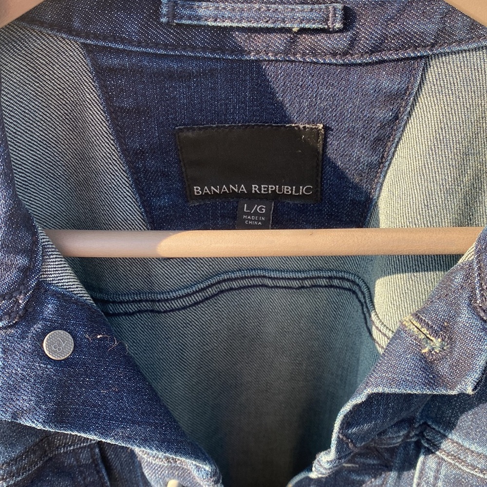Mens Banana Republic Dark Denim Jean Jacket Button Down Large New Condition - Picture 5 of 11